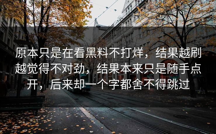 原本只是在看黑料不打烊，结果越刷越觉得不对劲，结果本来只是随手点开，后来却一个字都舍不得跳过