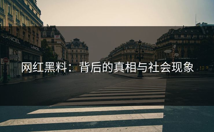 网红黑料：背后的真相与社会现象