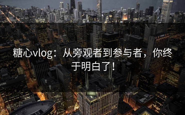 糖心vlog：从旁观者到参与者，你终于明白了！