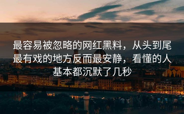 最容易被忽略的网红黑料，从头到尾最有戏的地方反而最安静，看懂的人基本都沉默了几秒