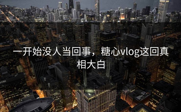 一开始没人当回事，糖心vlog这回真相大白