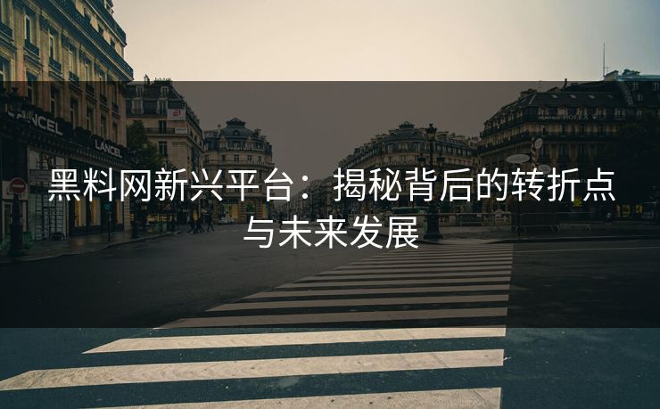 黑料网新兴平台：揭秘背后的转折点与未来发展