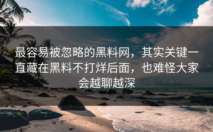 最容易被忽略的黑料网，其实关键一直藏在黑料不打烊后面，也难怪大家会越聊越深