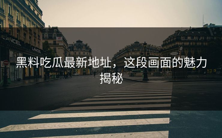 黑料吃瓜最新地址，这段画面的魅力揭秘