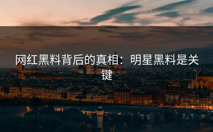 网红黑料背后的真相：明星黑料是关键