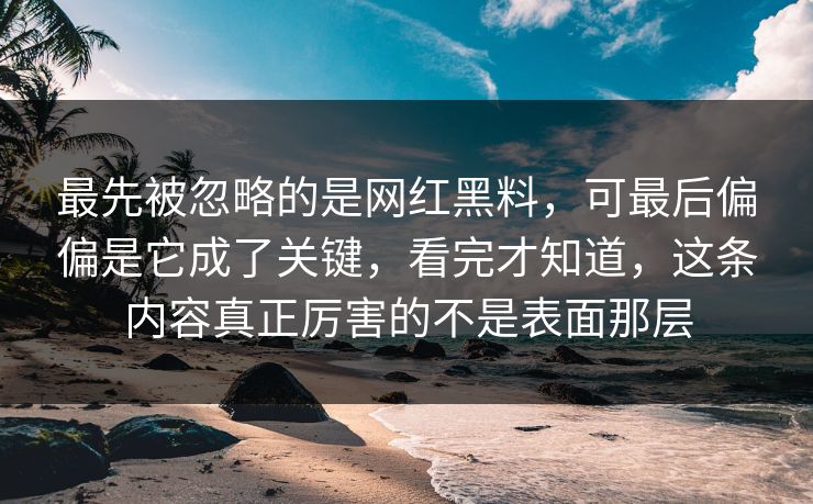 最先被忽略的是网红黑料，可最后偏偏是它成了关键，看完才知道，这条内容真正厉害的不是表面那层