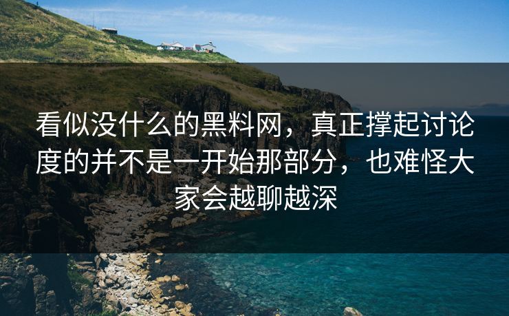 看似没什么的黑料网，真正撑起讨论度的并不是一开始那部分，也难怪大家会越聊越深